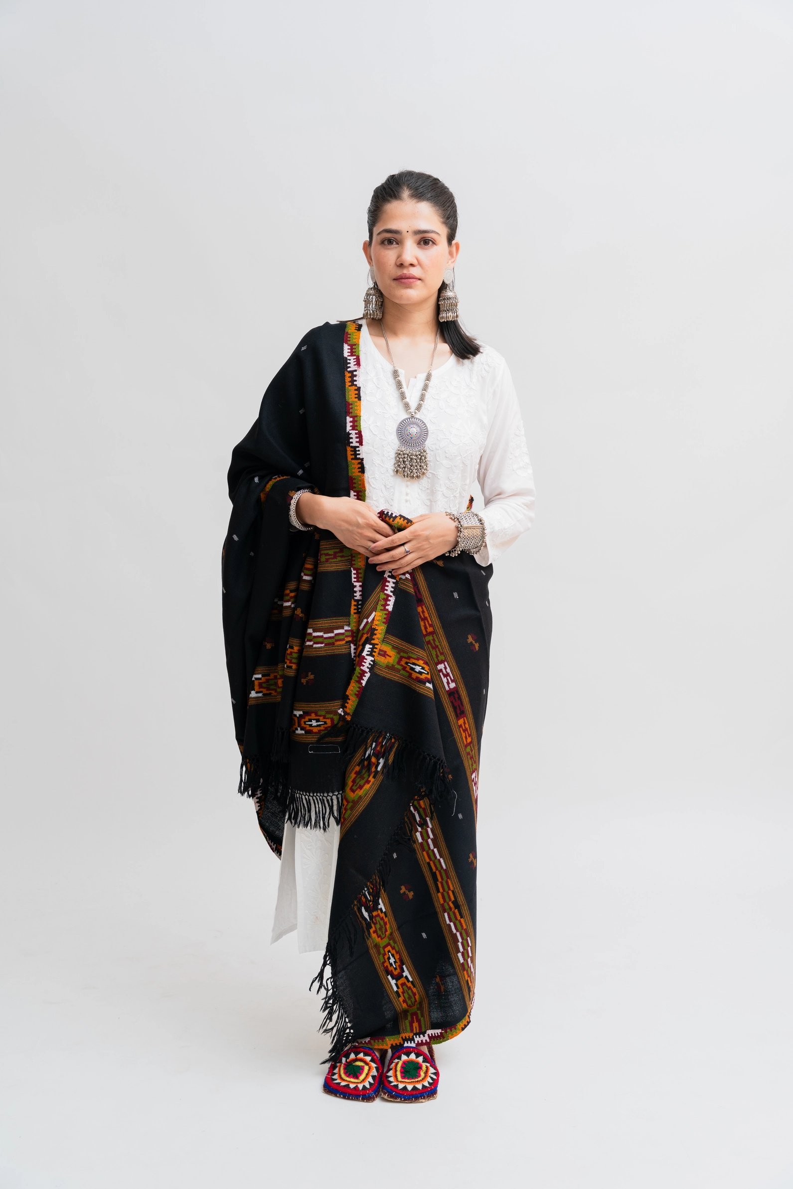 3 Patti Kingri Jaal Shawl With Extra Border