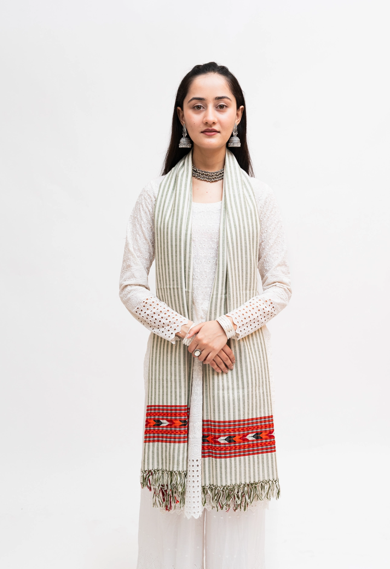 Single Patti Kingri Stole With Stripes - Image 5