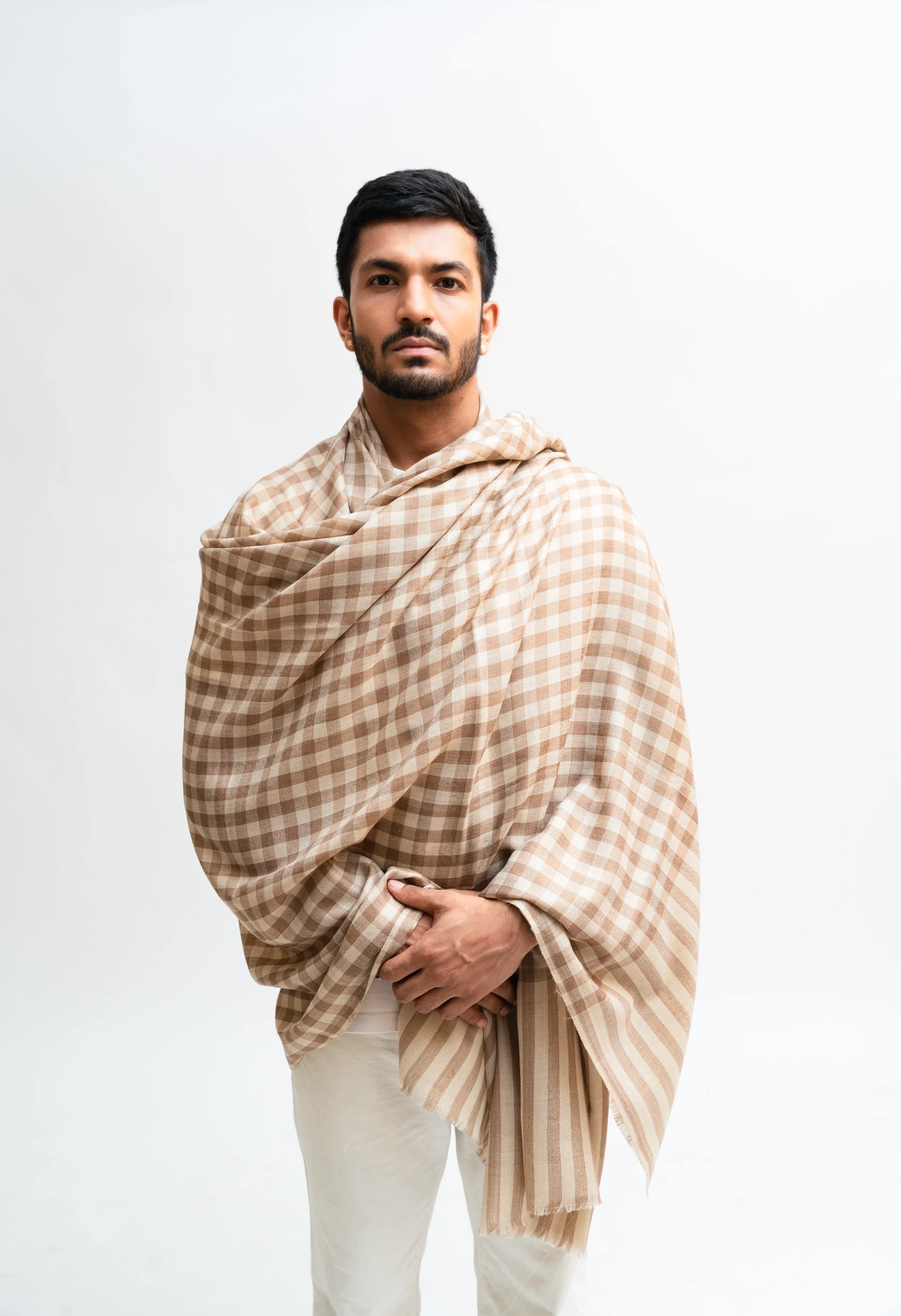 Yakwool Stripes Men Shawl (Check Style)