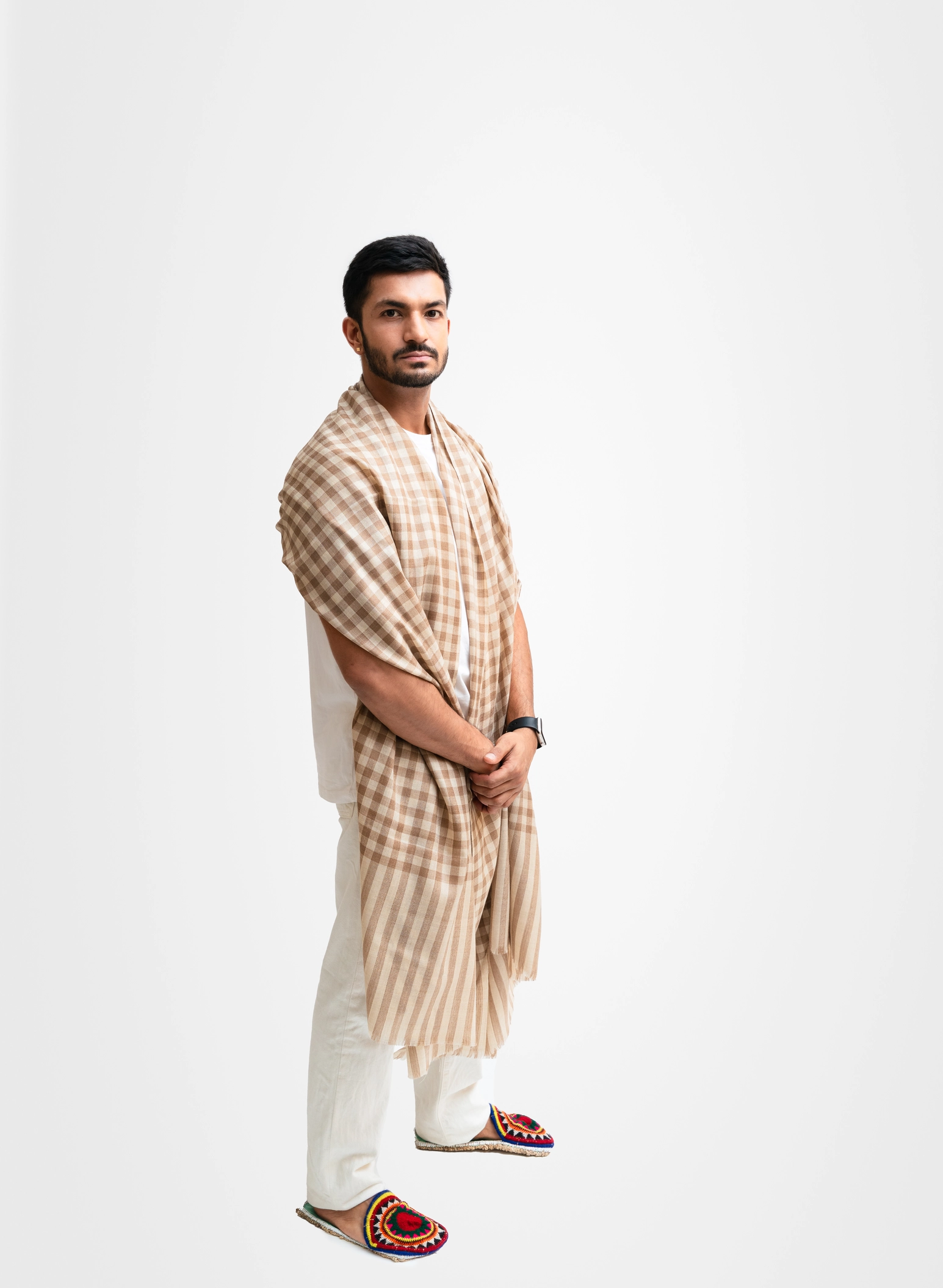 Yakwool Stripes Men Shawl (Check Style) - Image 6