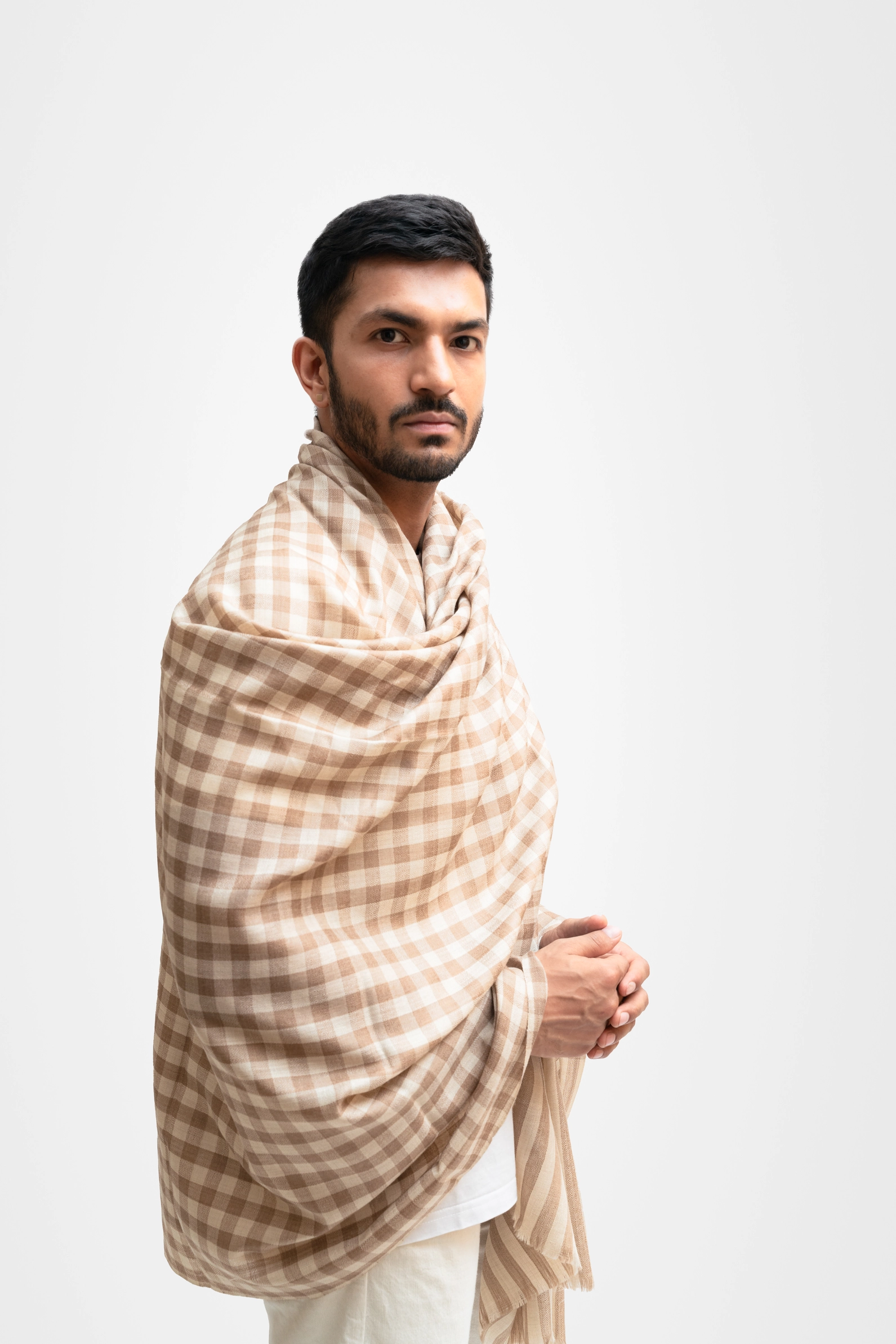 Yakwool Stripes Men Shawl (Check Style) - Image 8