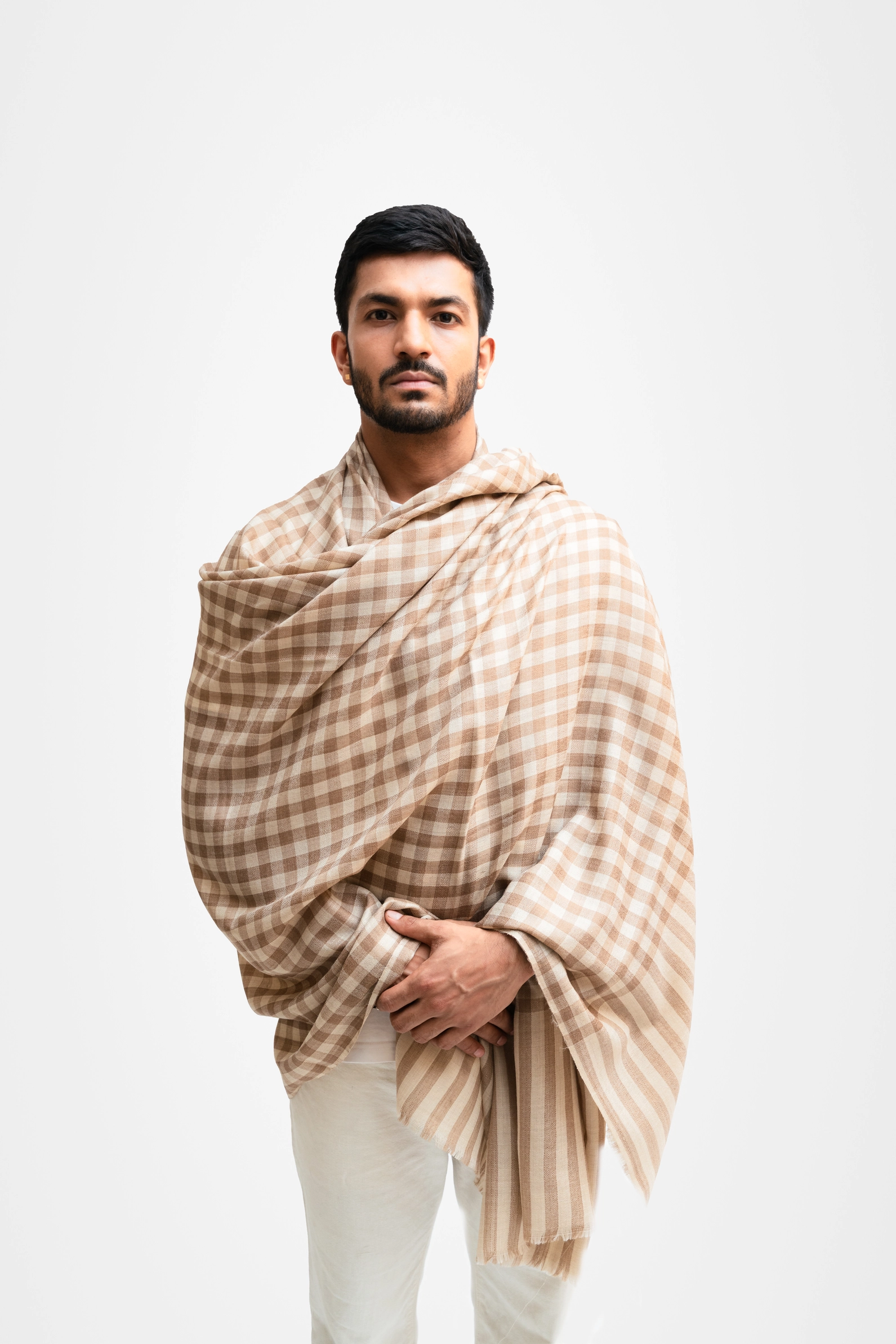 Yakwool Stripes Men Shawl (Check Style) - Image 9