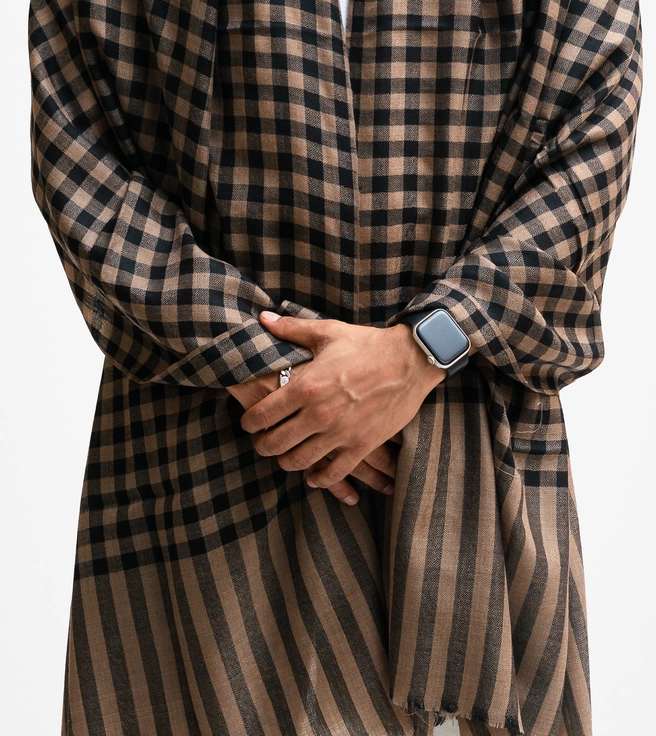 Yakwool Stripes Men Shawl (Check Style) - Image 2