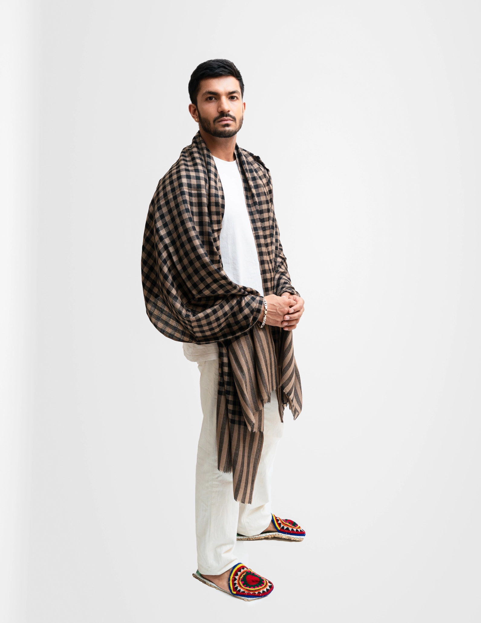 Yakwool Stripes Men Shawl (Check Style) - Image 3