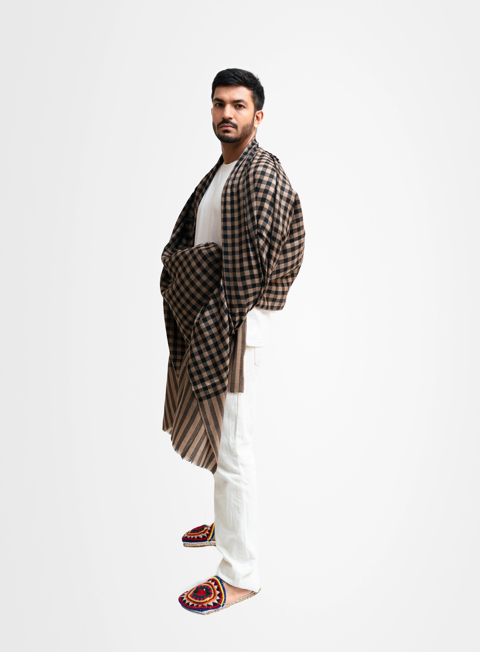 Yakwool Stripes Men Shawl (Check Style) - Image 4
