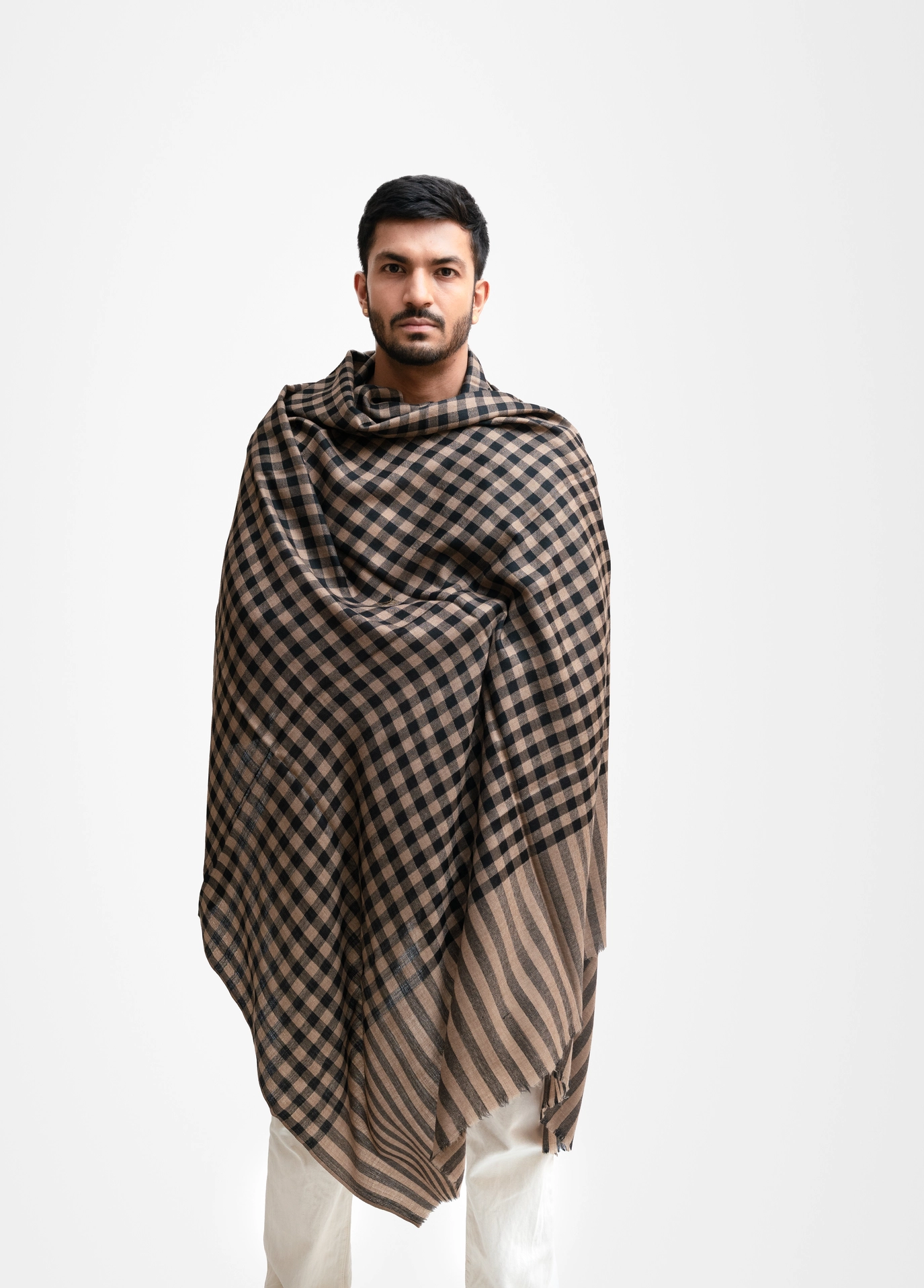 Yakwool Stripes Men Shawl (Check Style) - Image 5